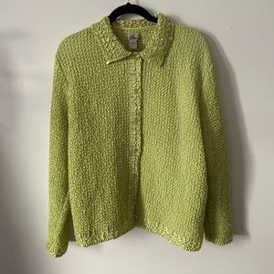 Beautiful Green Pleated Button-Down Blouse